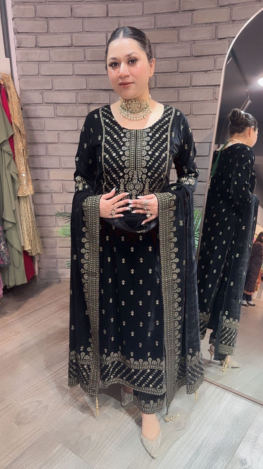 Kaera Black velvet  Designer suit