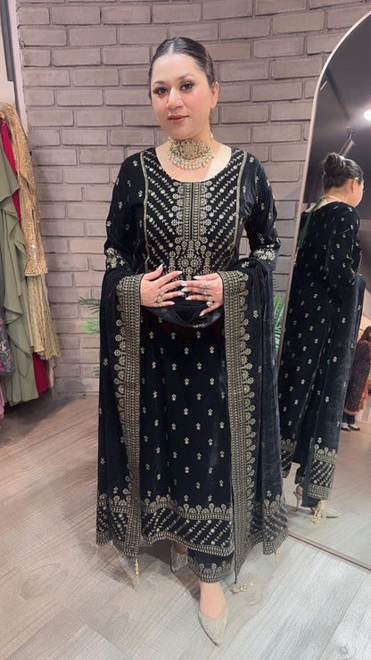 Kaera Black velvet  Designer suit