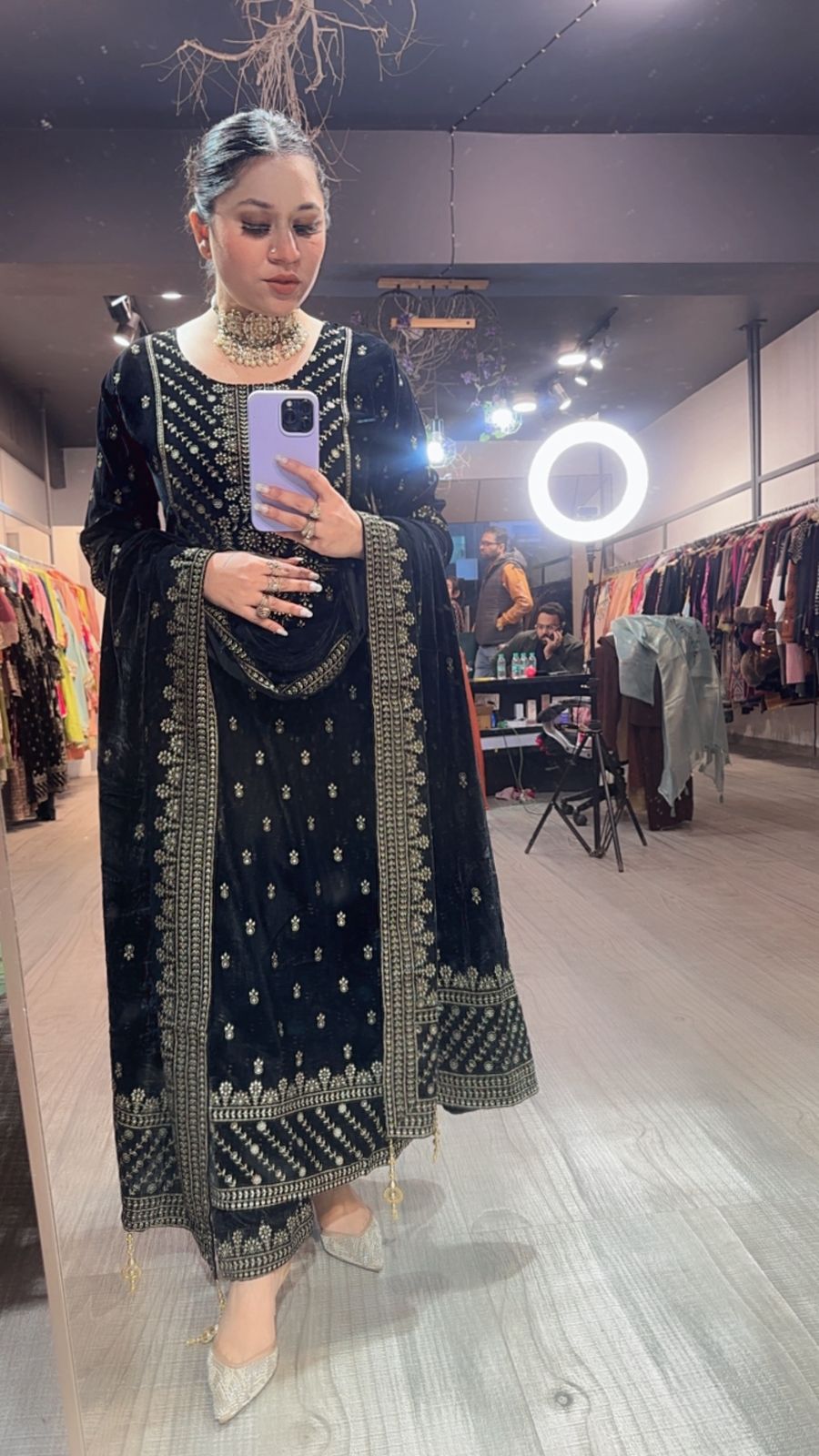 Kaera Black velvet  Designer suit