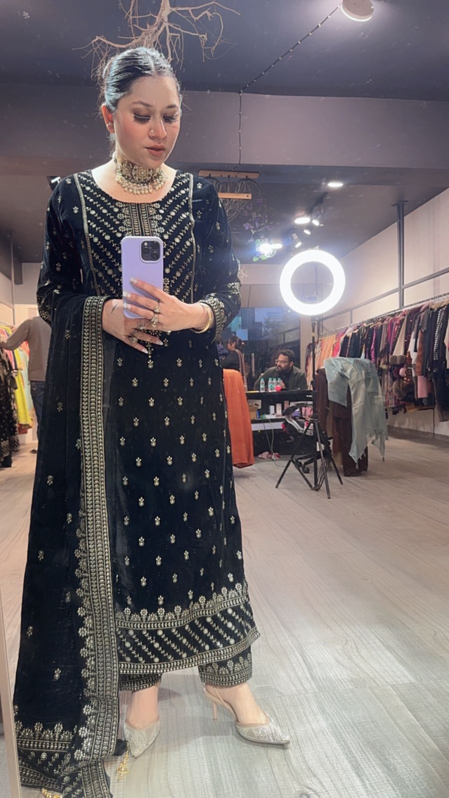 Kaera Black velvet  Designer suit