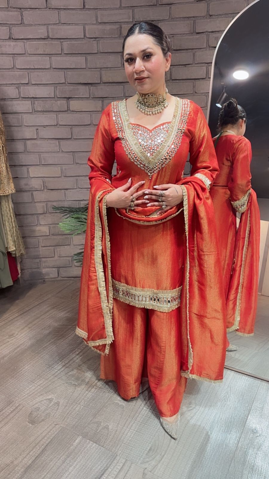 Rabha Rust Mirror Designer suit