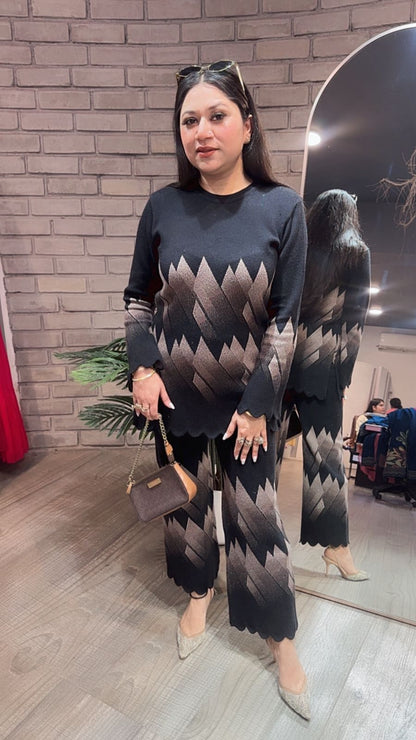 Bocha Black Woolen Cordset