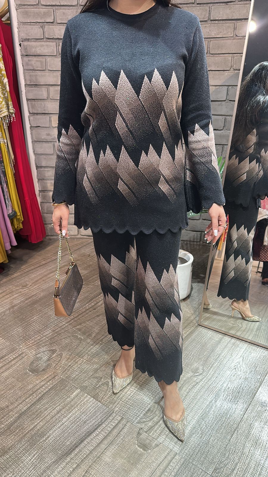 Bocha Black Woolen Cordset