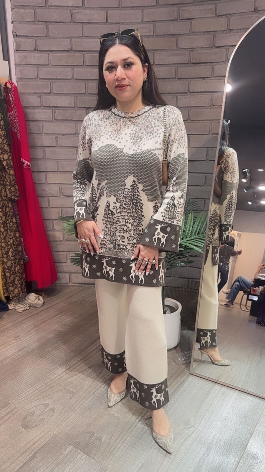 Ovelyn Ivory Green Woolen Cordset