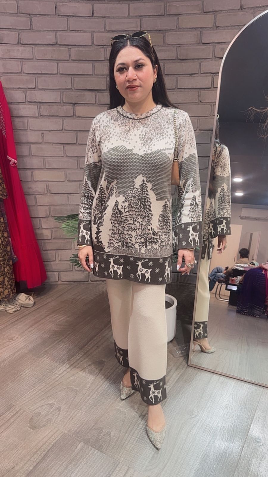 Ovelyn Ivory Green Woolen Cordset