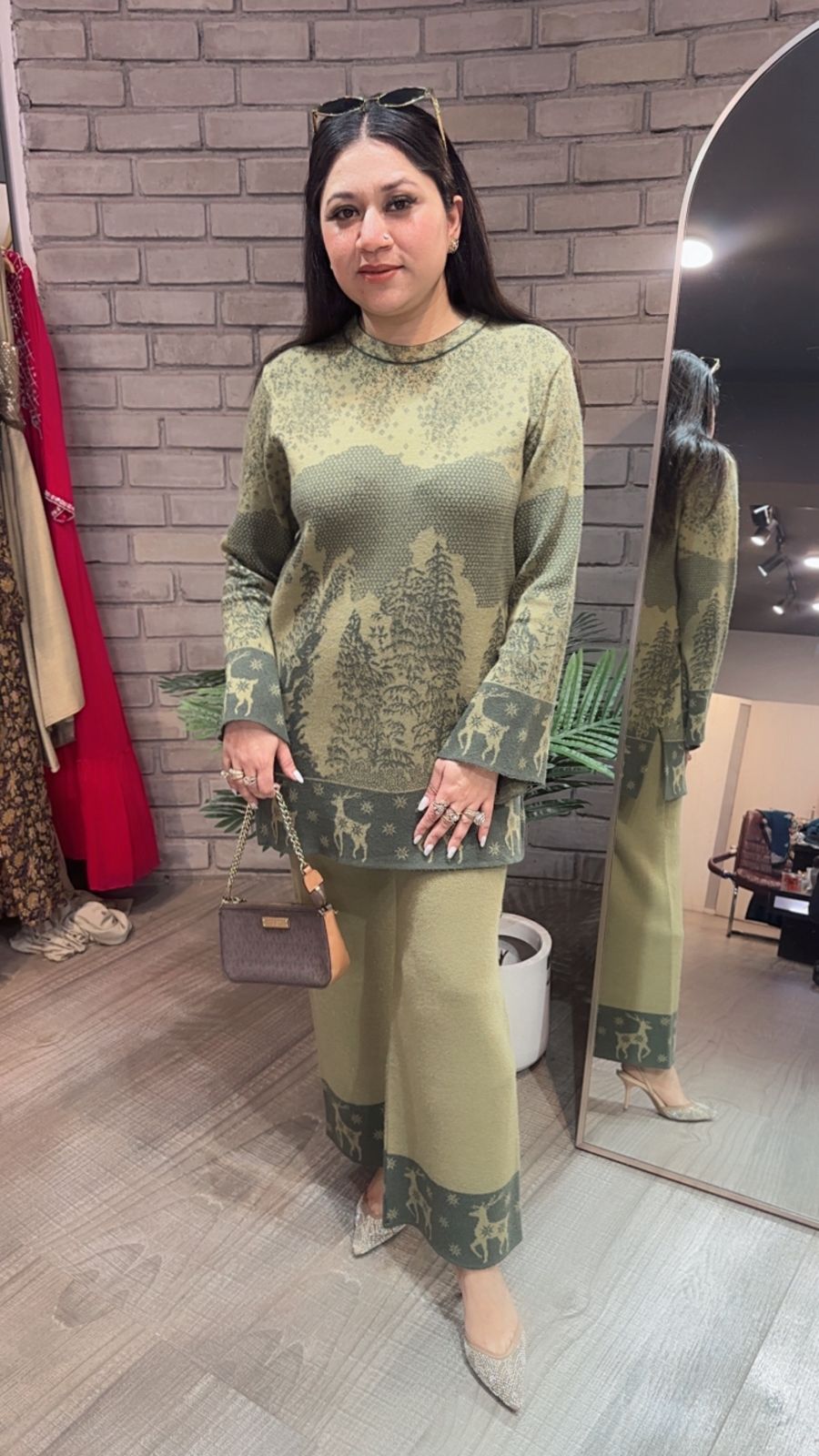 Ovelyn pista Green Woolen Cordset