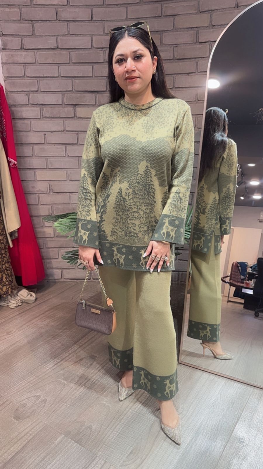 Ovelyn pista Green Woolen Cordset