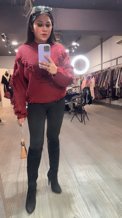 Siora Red Woolen Sweater