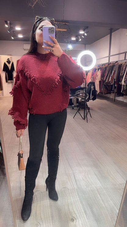 Siora Red Woolen Sweater