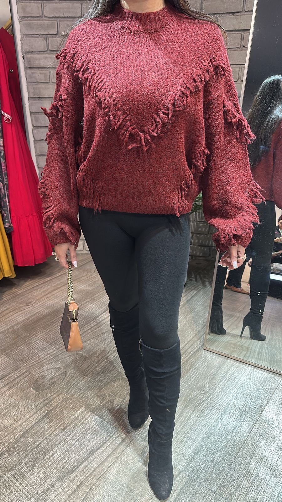 Siora Red Woolen Sweater