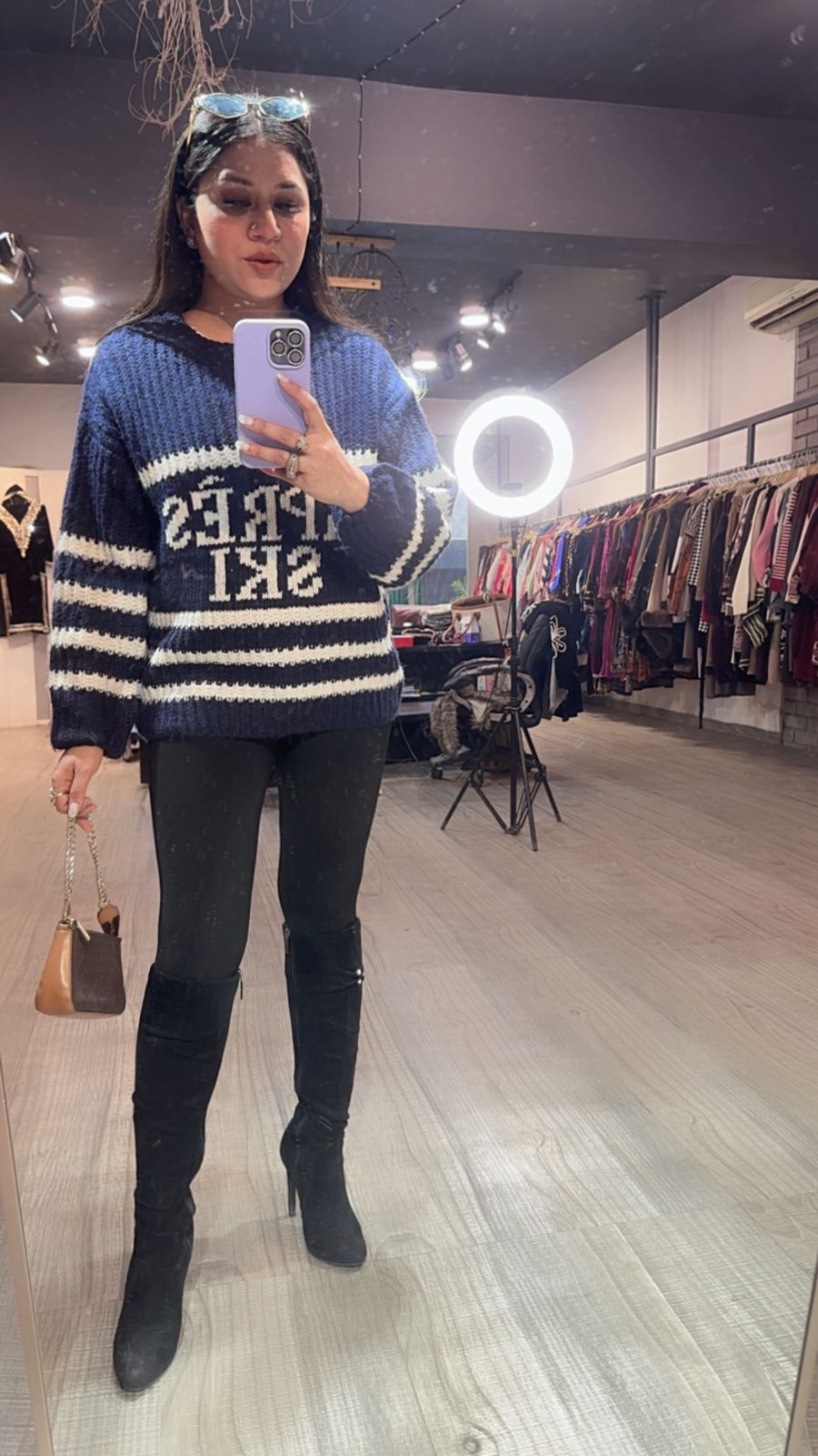 Elor Navy Blue Woolen Sweater