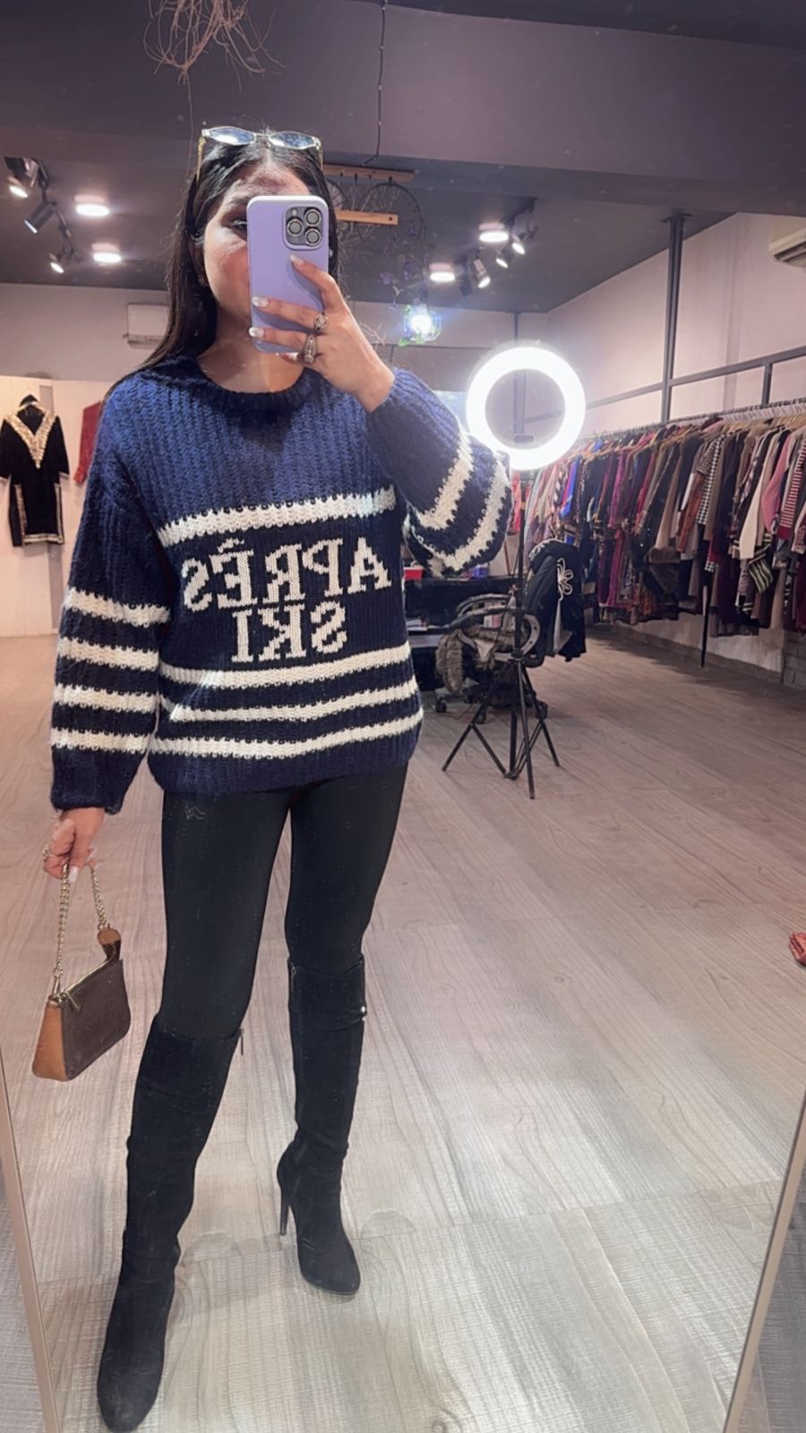 Elor Navy Blue Woolen Sweater
