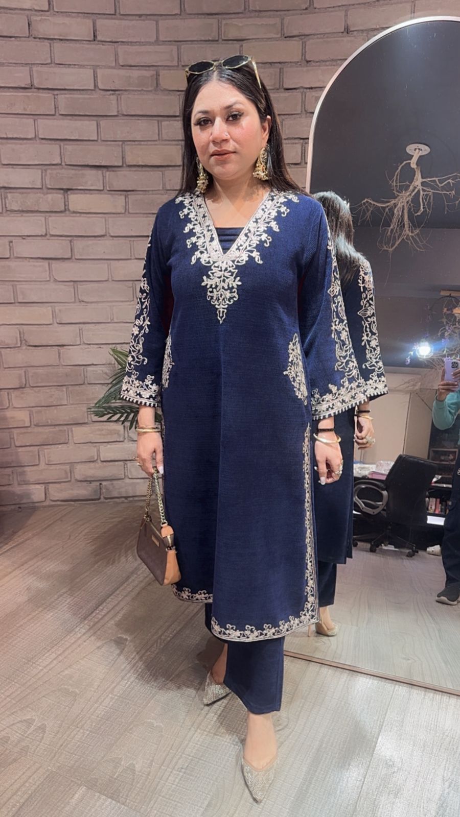 Miera Navy Blue pocket Woolen Cordset