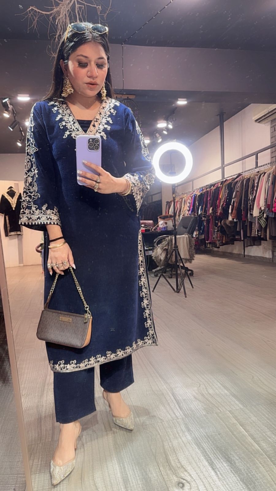 Miera Navy Blue pocket Woolen Cordset