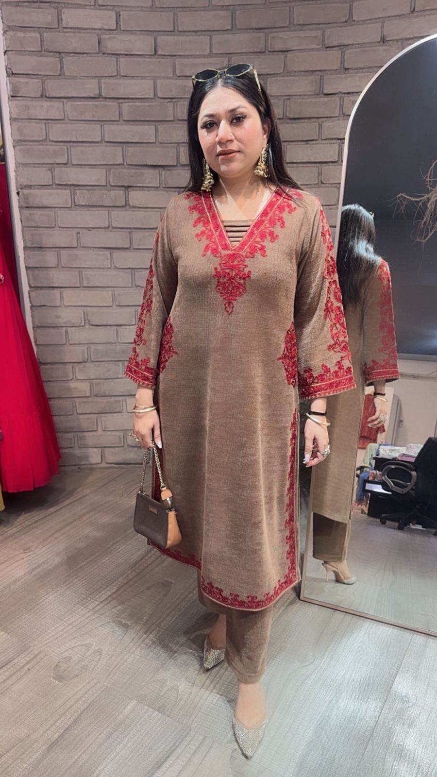 Miera Beige pocket Woolen Cordset