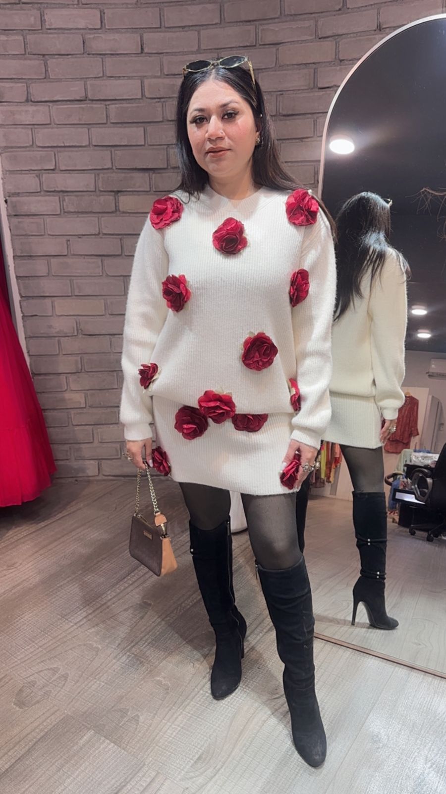 Rosemary offwhite Woolen Skirt Cordset