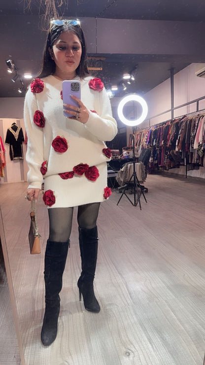 Rosemary offwhite Woolen Skirt Cordset