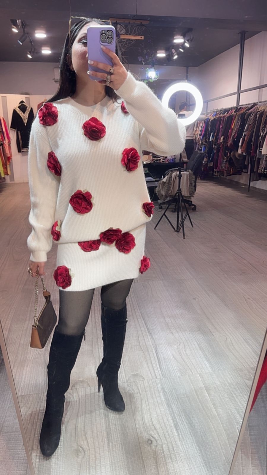 Rosemary offwhite Woolen Skirt Cordset