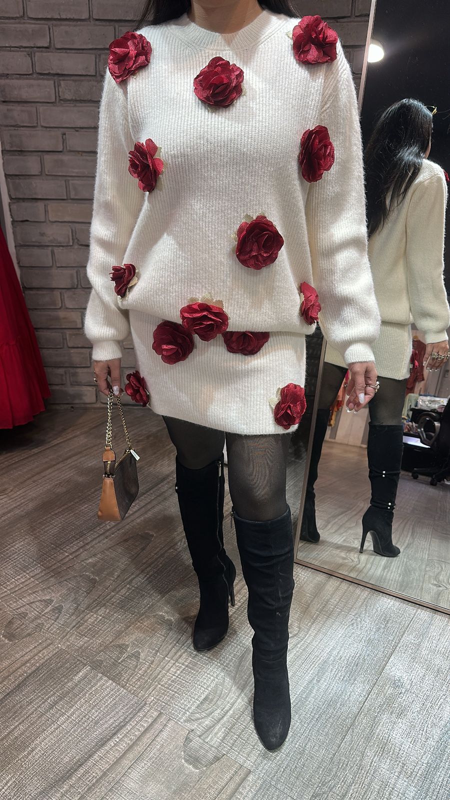 Rosemary offwhite Woolen Skirt Cordset