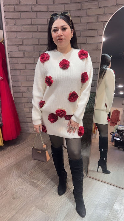 Rosemary offwhite Woolen Skirt Cordset