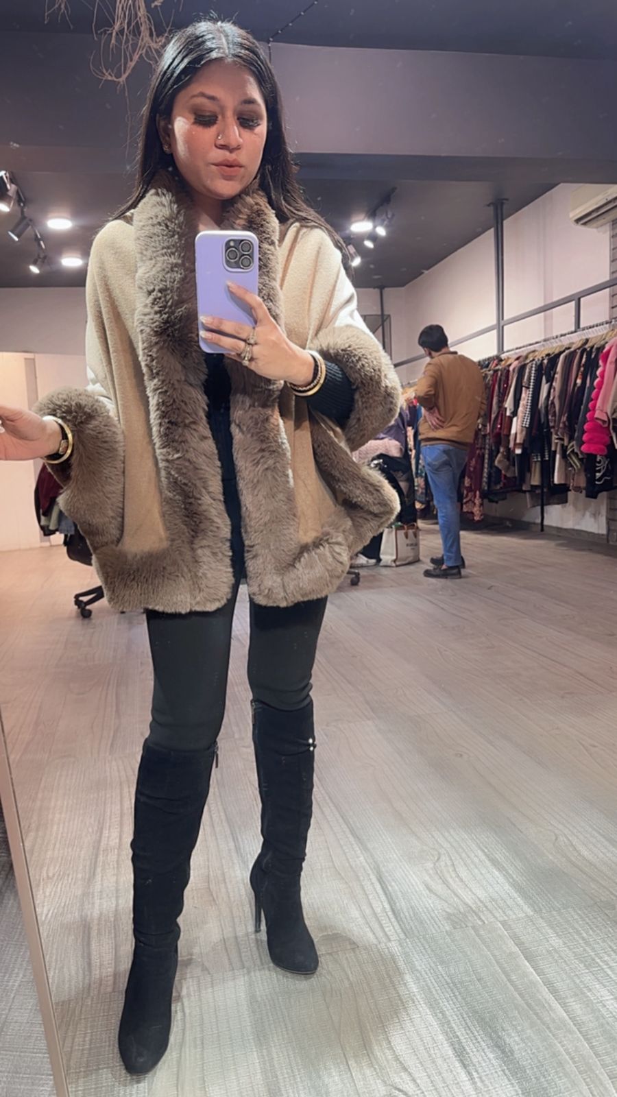 Ombré Brown Beige Fur Stole