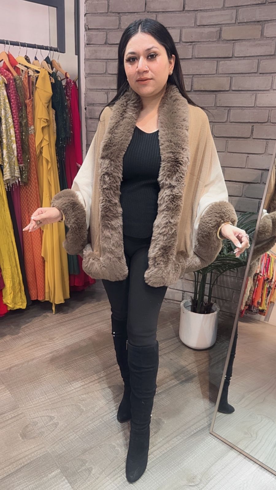 Ombré Brown Beige Fur Stole