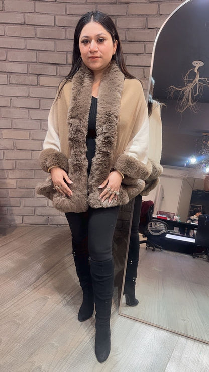 Ombré Brown Beige Fur Stole