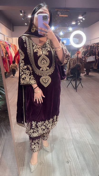 Nayab Wine Designer Suit