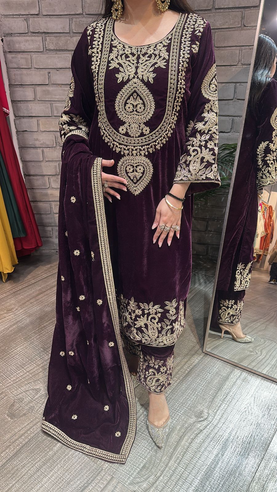Nayab Wine Designer Suit