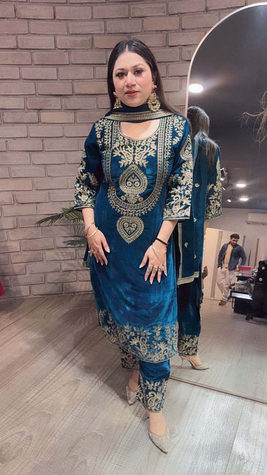 Nayab Teal Blue Designer Suit