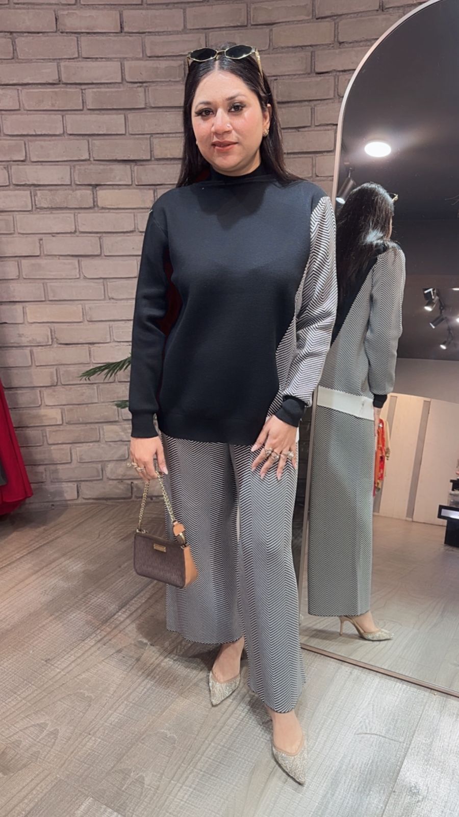 Zreh Black white woolen Cordset