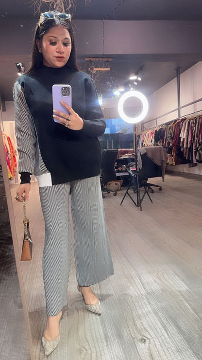 Zreh Black white woolen Cordset