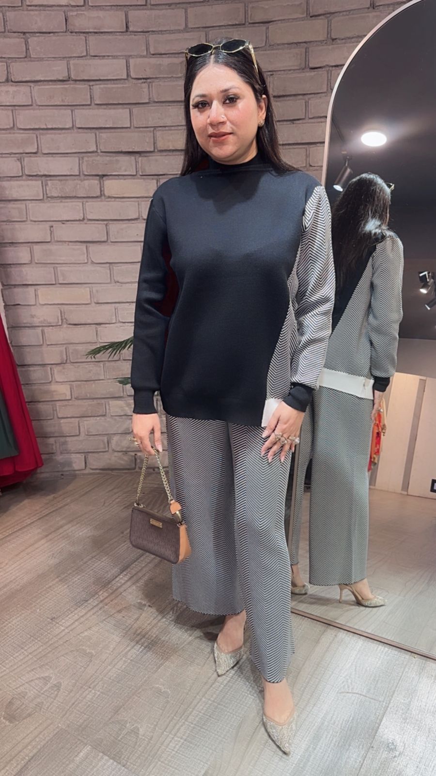 Zreh Black white woolen Cordset