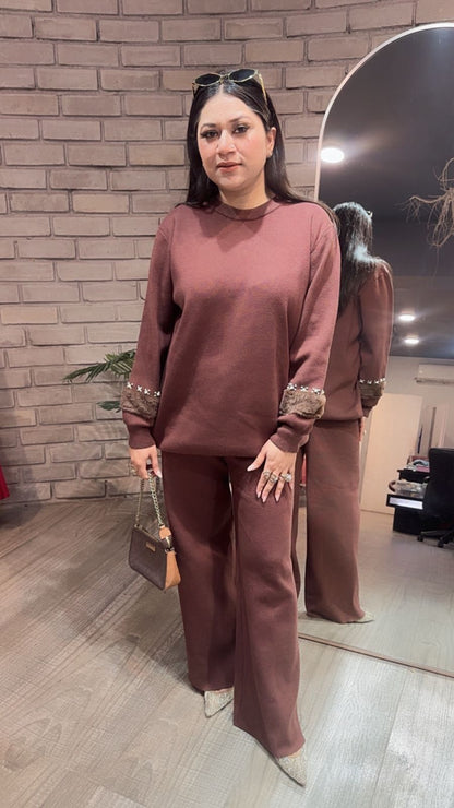 Maysa Brown woolen Cordset