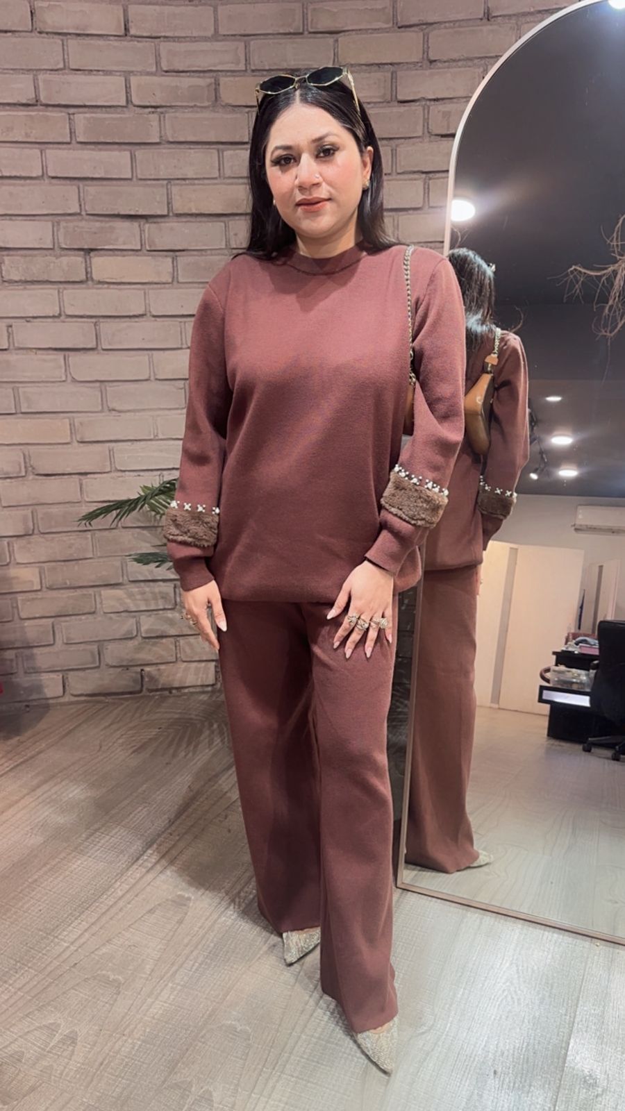 Maysa Brown woolen Cordset