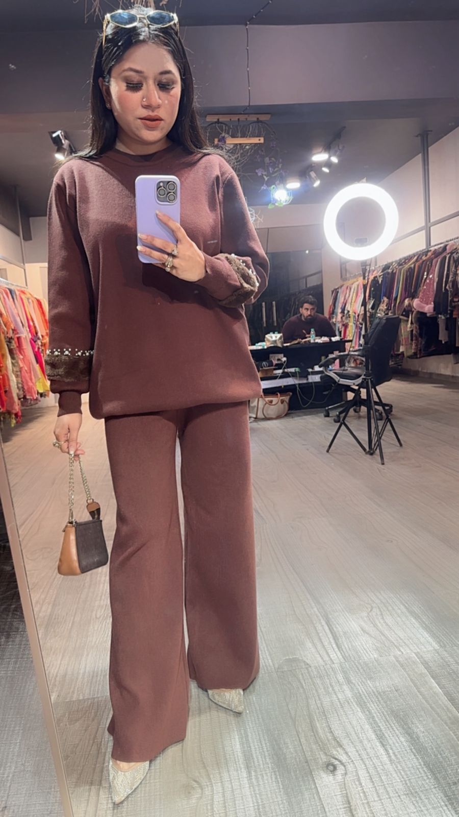 Maysa Brown woolen Cordset