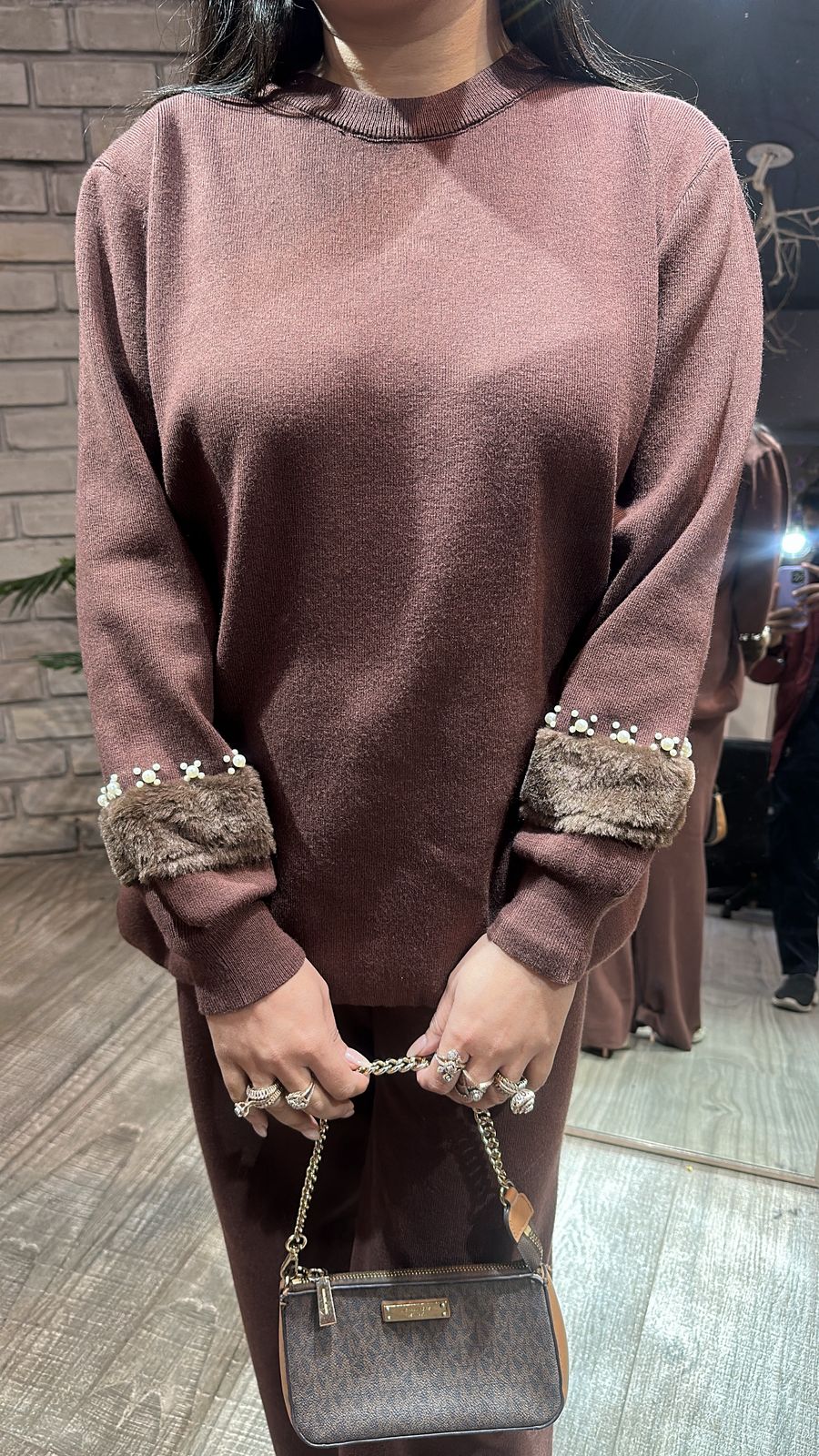 Maysa Brown woolen Cordset