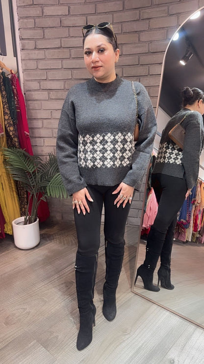 Solara Grey Woolen Sweater