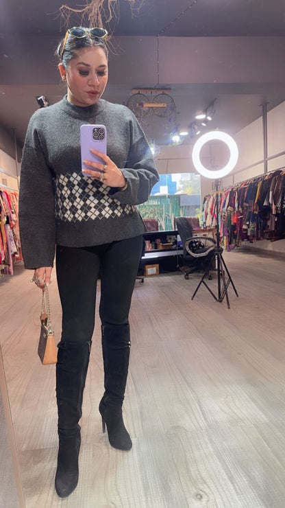 Solara Grey Woolen Sweater