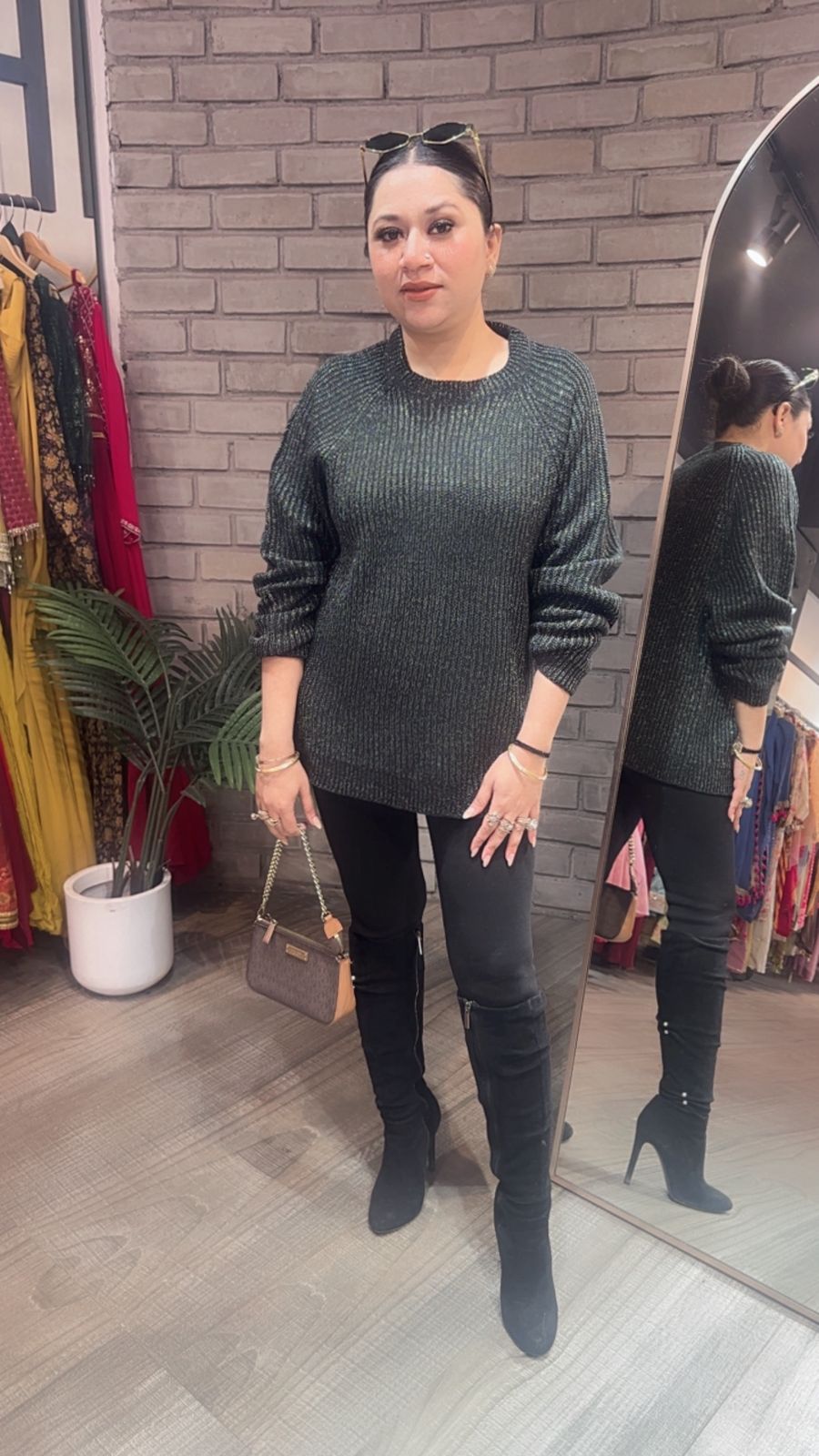 Advani Black Silver Woolen Sweater