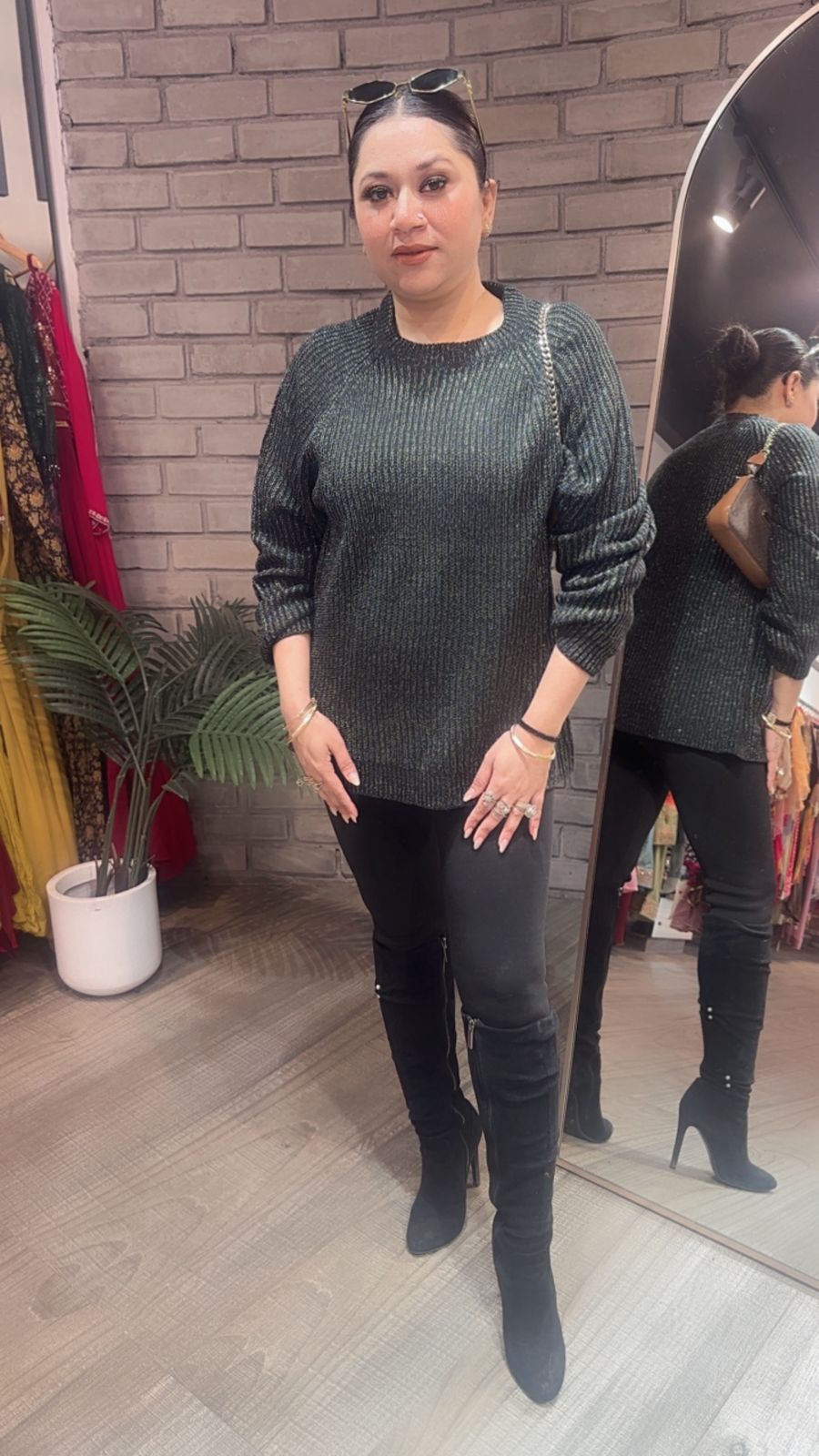 Advani Black Silver Woolen Sweater