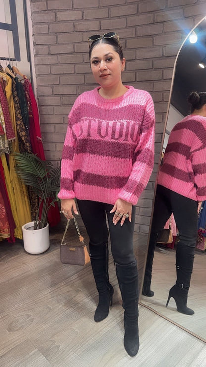 Zobha pink  Woolen Sweater