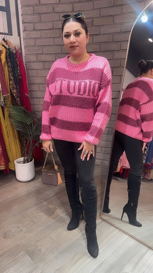 Zobha pink  Woolen Sweater