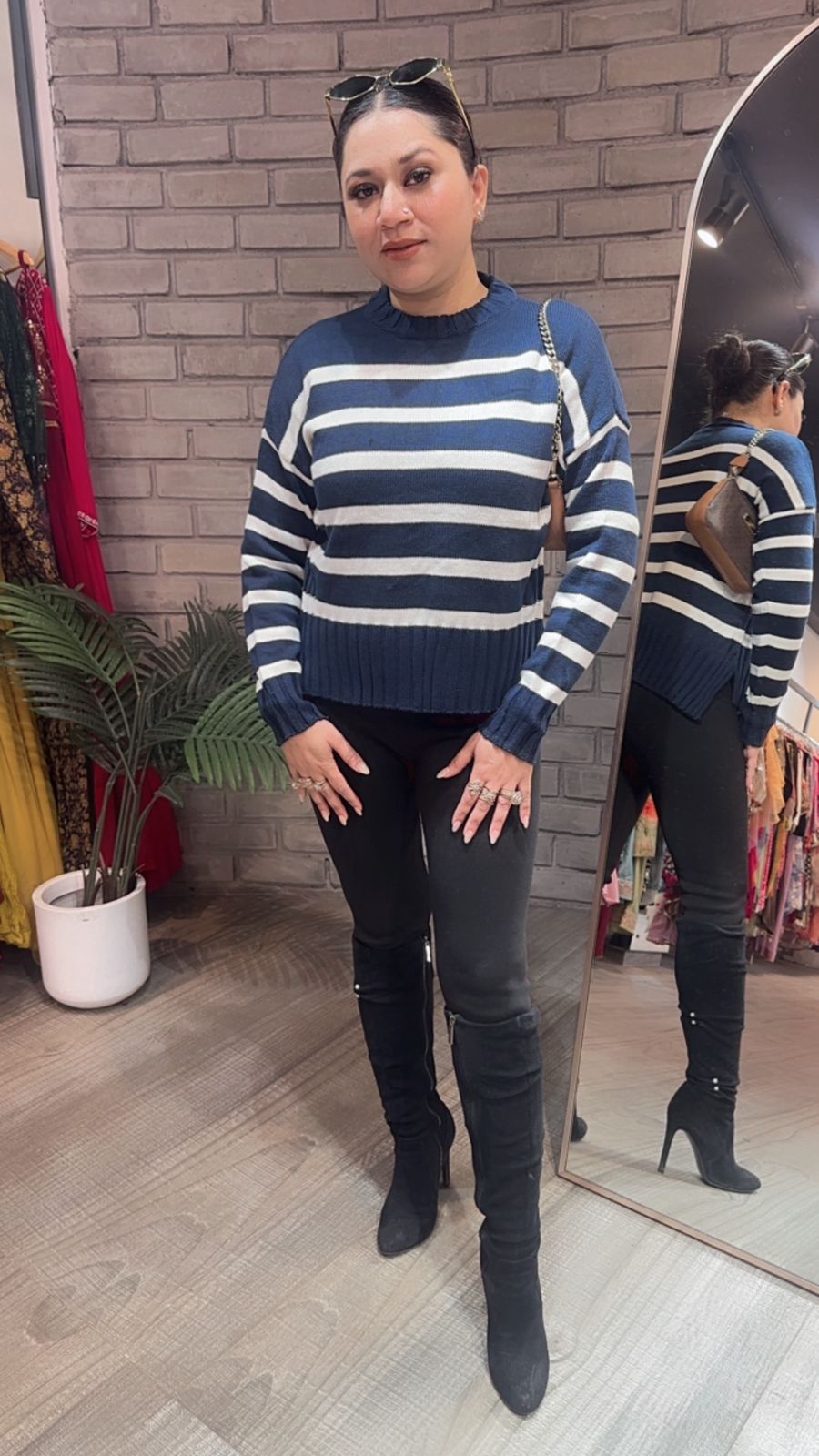 Ihata Blue white Woolen Sweater