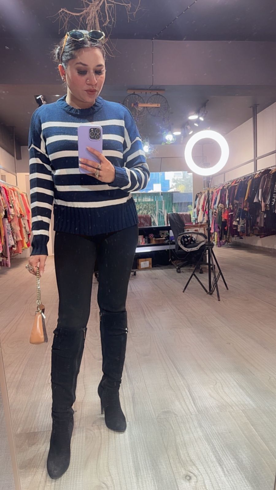 Ihata Blue white Woolen Sweater