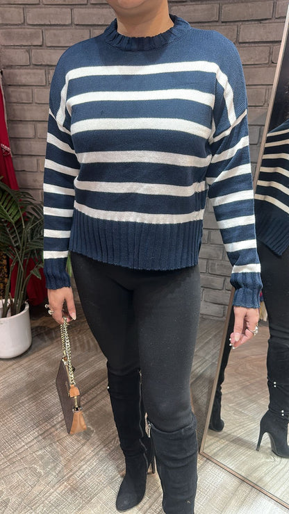 Ihata Blue white Woolen Sweater