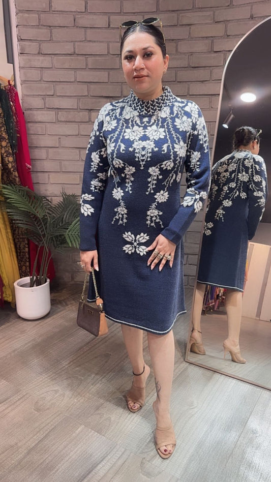 Soraya Blue Woolen Dress