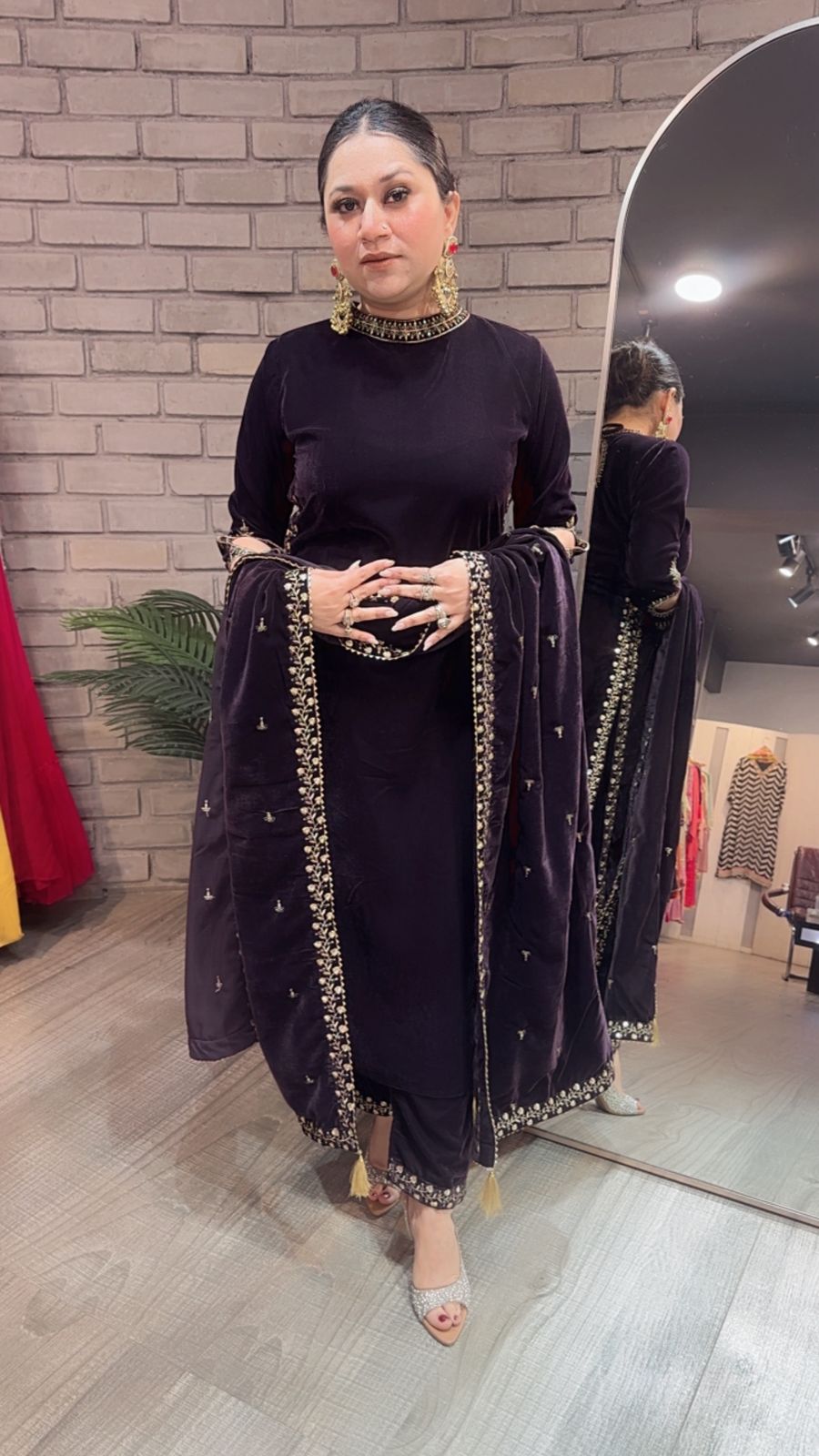 Qayamat wine velvet Suit