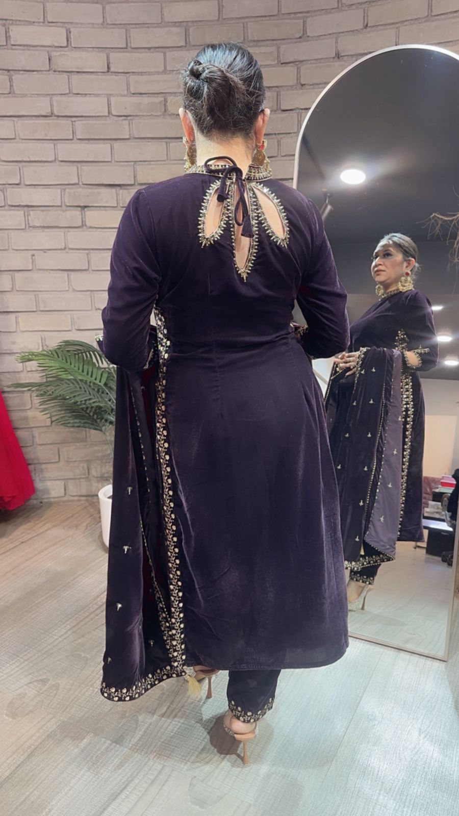 Qayamat wine velvet Suit