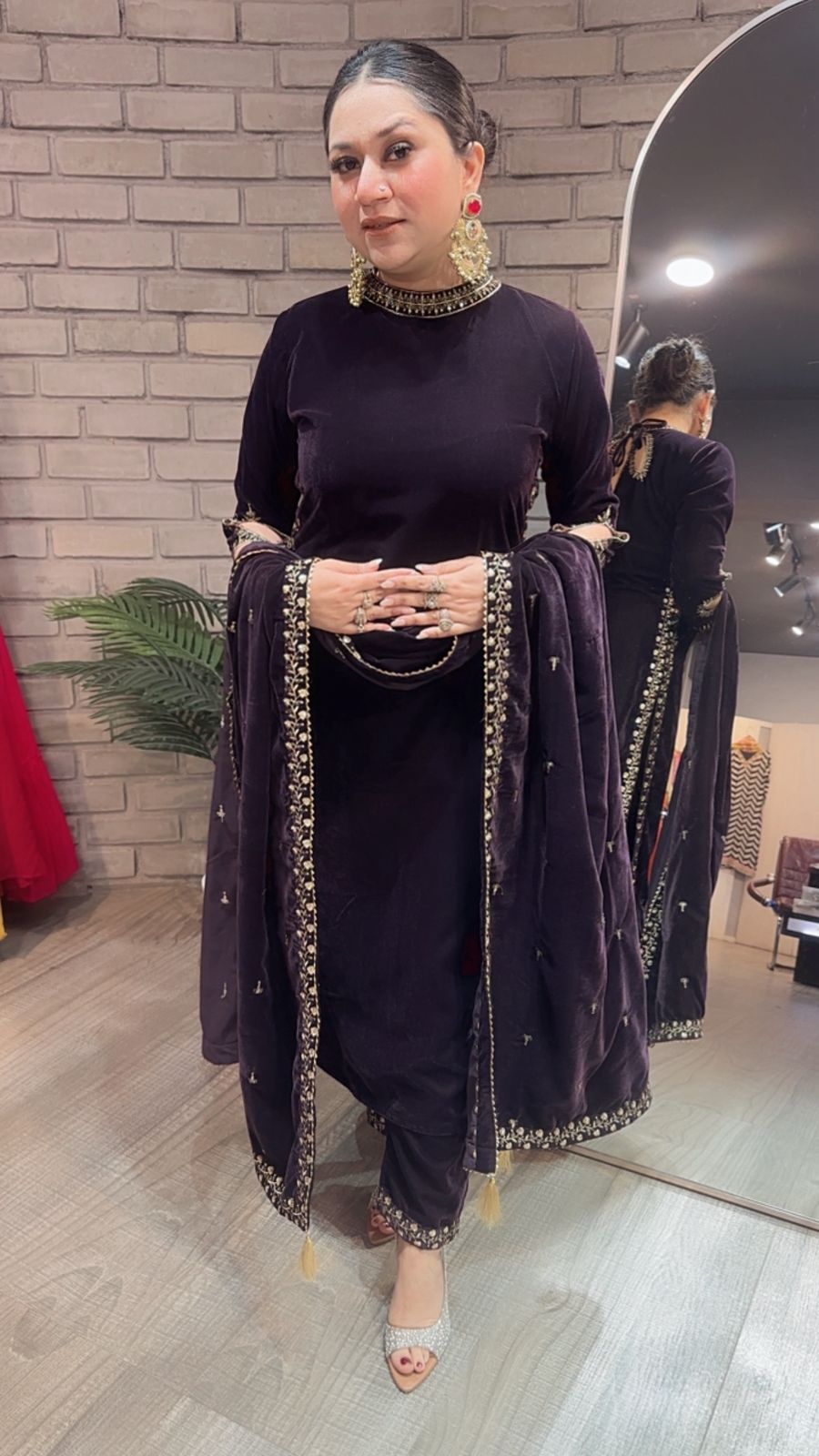 Qayamat wine velvet Suit